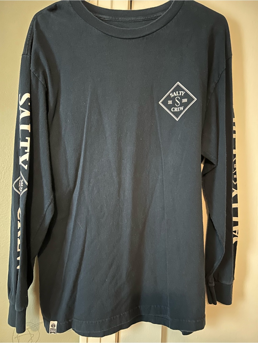 Salty Crew Black mens Long Sleeve Logo Tee with White Prints